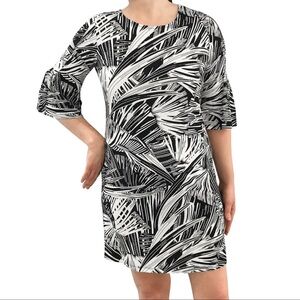 NWT Alexandra + Oak Black and White Leaf Print Tropical Dress